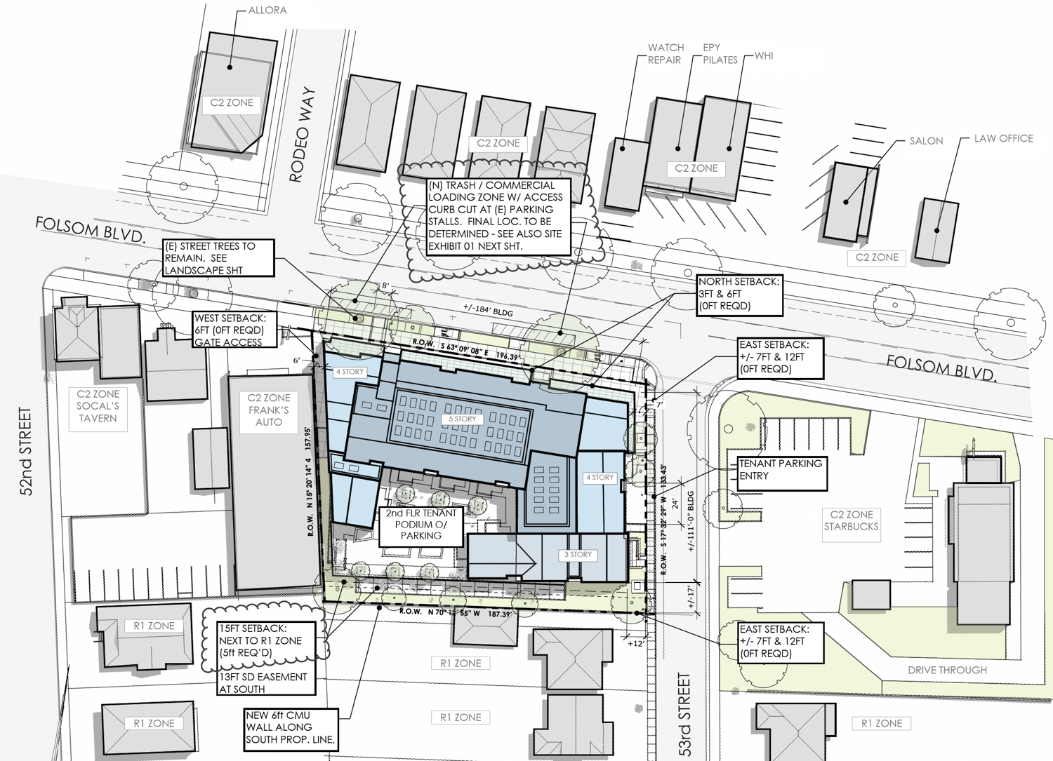 5230 Folsom Boulevard site map, illustration by Vrilakas Groen Architects