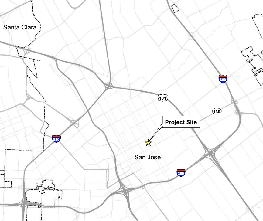 650 East Santa Clara Street Site Location, image via San Jose Planning