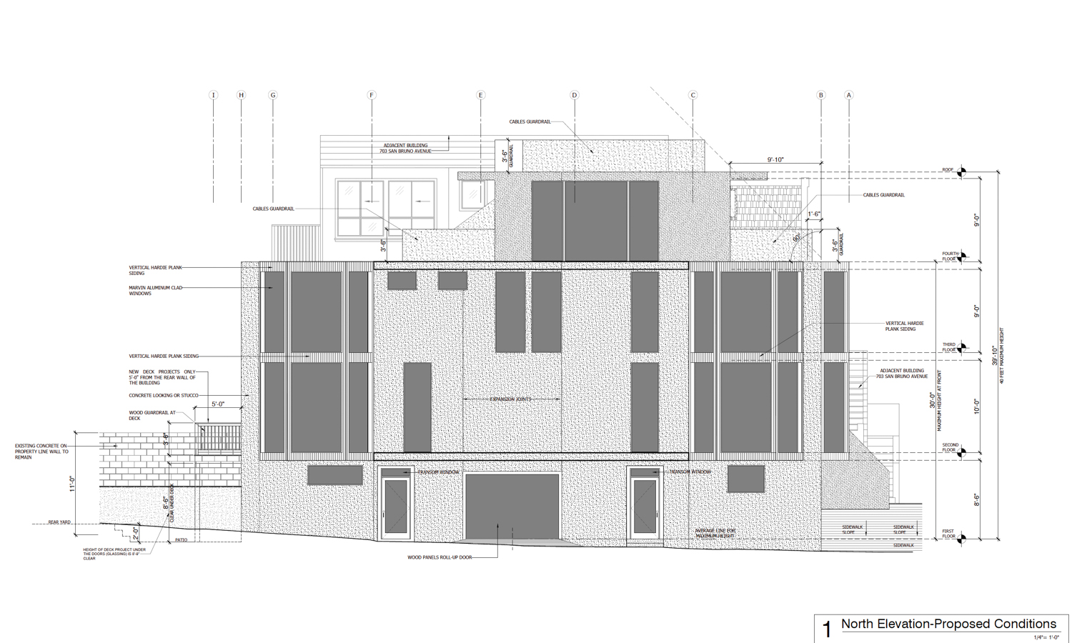701 San Bruno Avenue north elevation, illustration by Carlos Alfaro