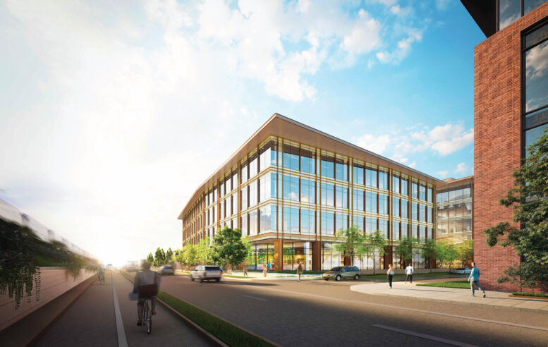 789 Old County Road pedestrian view, rendering by DES and Pickard Chilton