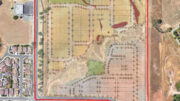 853-901 Main Avenue site plan overlaid on satellite imagery, image via CBG
