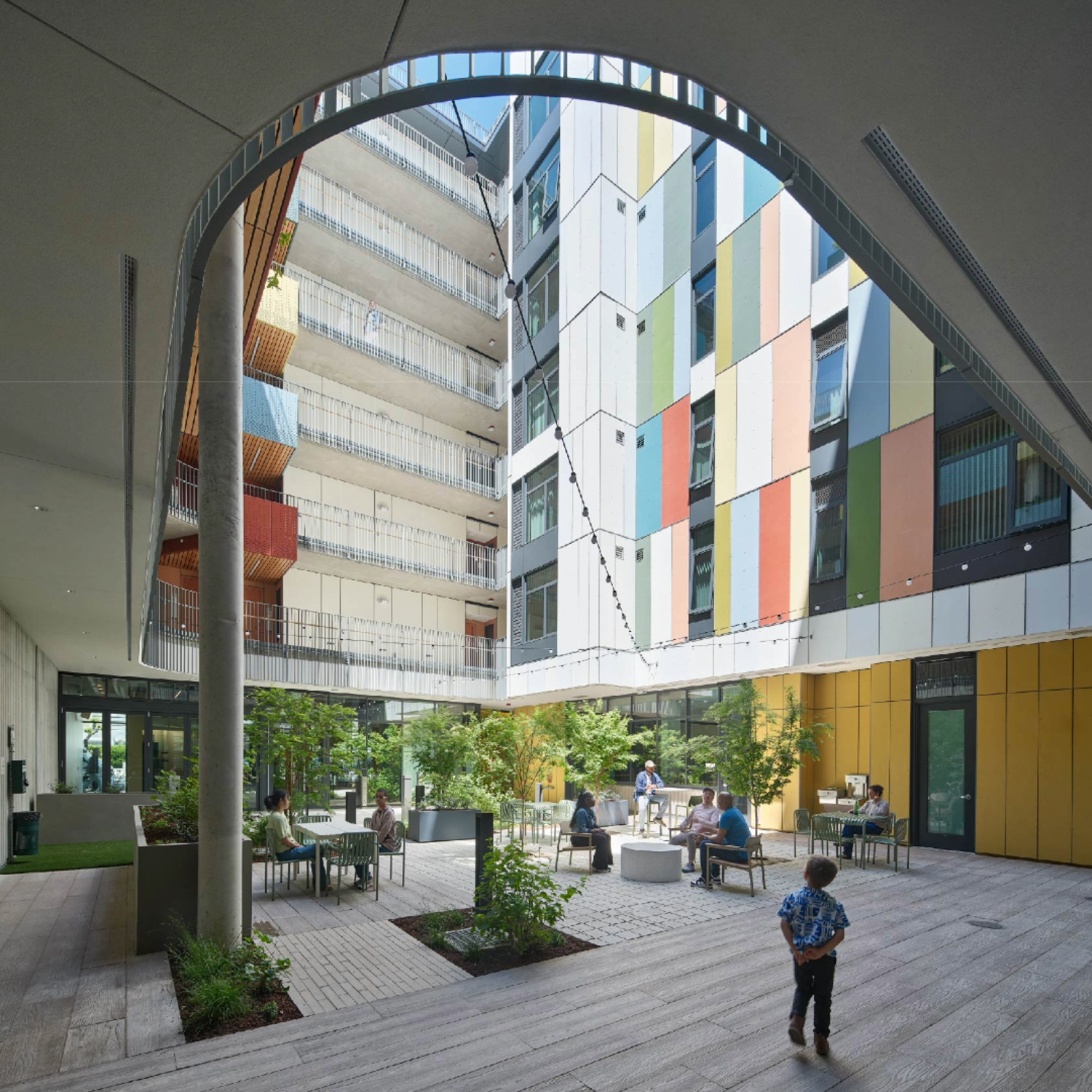 The Kelsey Civic Center courtyard view, image by Bruce Damonte