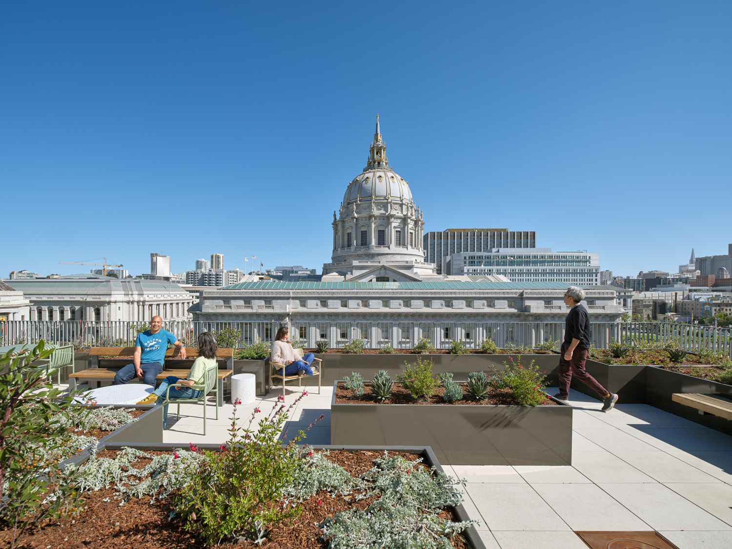 The Kelsey Civic Center rooftop deck, image by Bruce Damonte