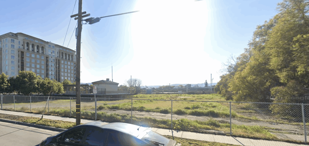 1325 Lick Avenue Empty Lot with Skyline at Tamien Station Building Seen to the South, image via Google Streetview