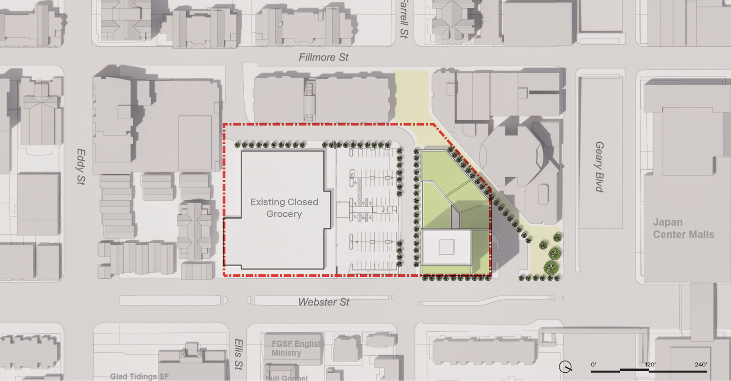 1335 Webster Street aerial overview for phase one, illustration by Multistudio