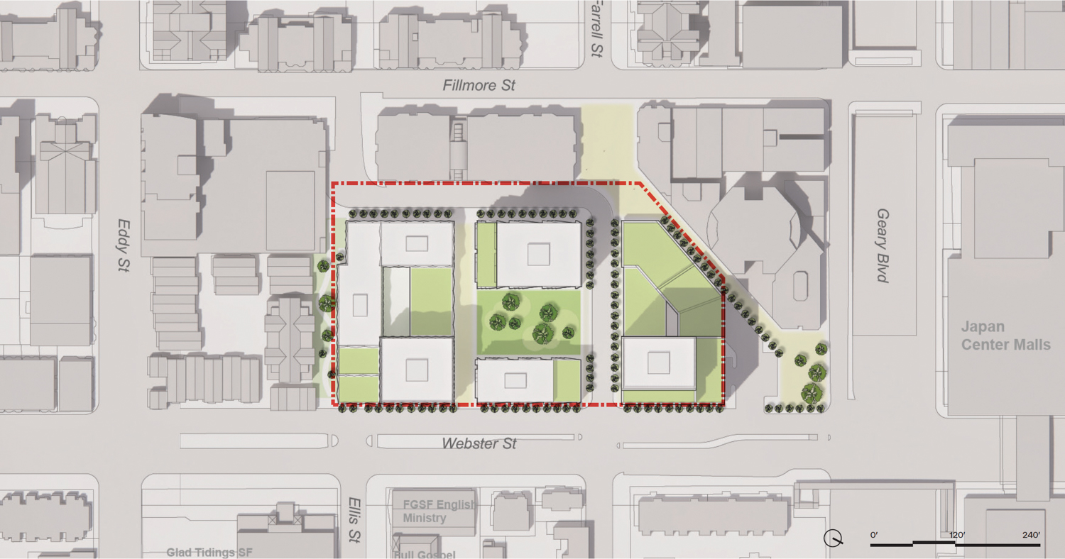 1335 Webster Street aerial overview, illustration by Multistudio