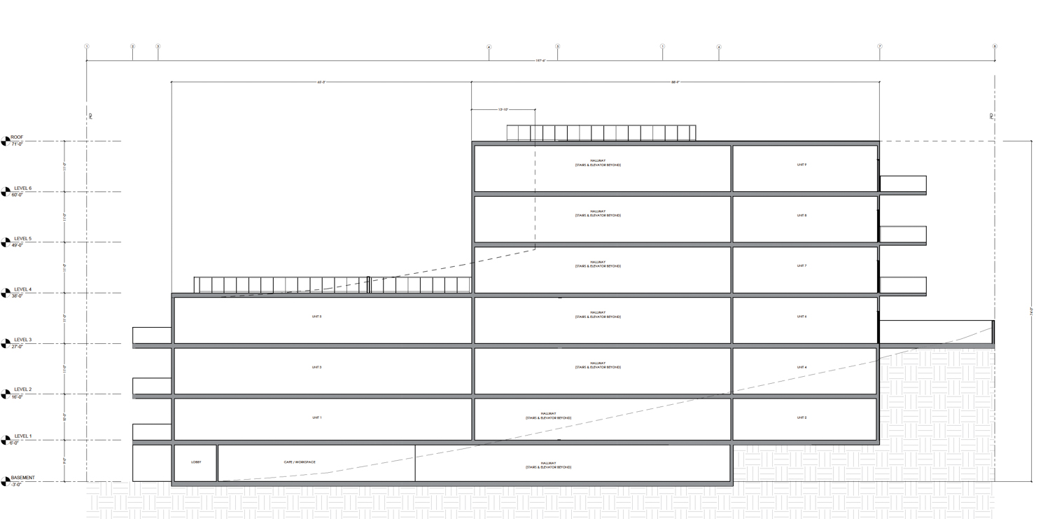1451 Mason Street vertical cross-section, illustration by Architects SF