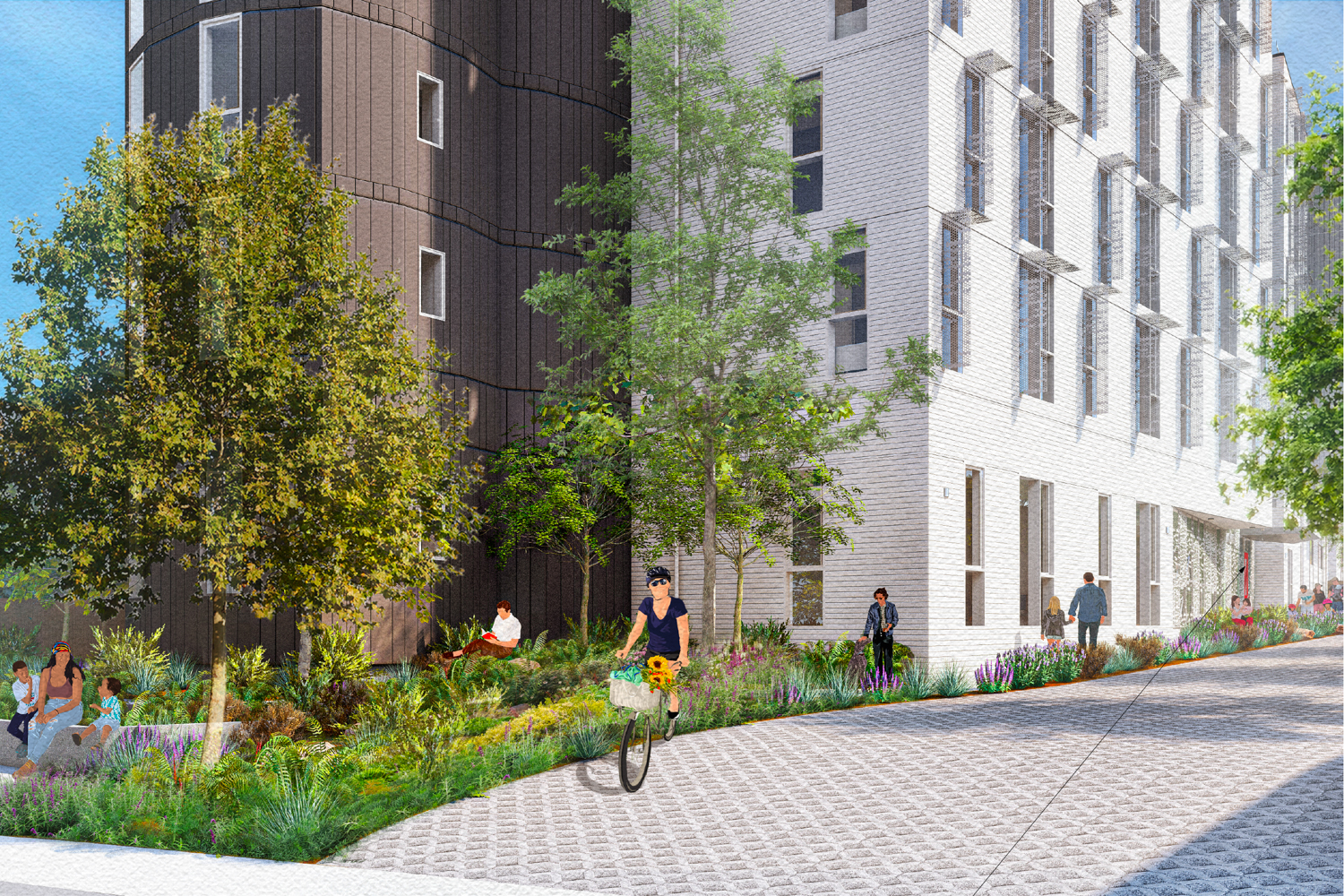 150-170 Sierra Drive driveway, rendering by David Baker Architects