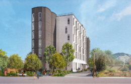 150-170 Sierra Drive establishing view, rendering by David Baker Architects