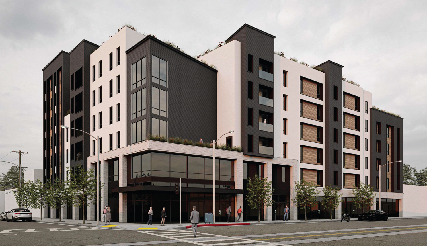 1601 Ocean Avenue pedestrian view, rendering by S-AC Design Group