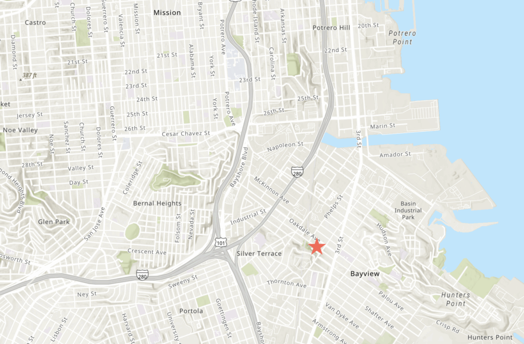 1750 Oakdale Avenue Site Location, image via ArcGIS Online