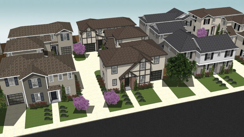 1976 Edgewater Road aerial view, illustration by Studio 81