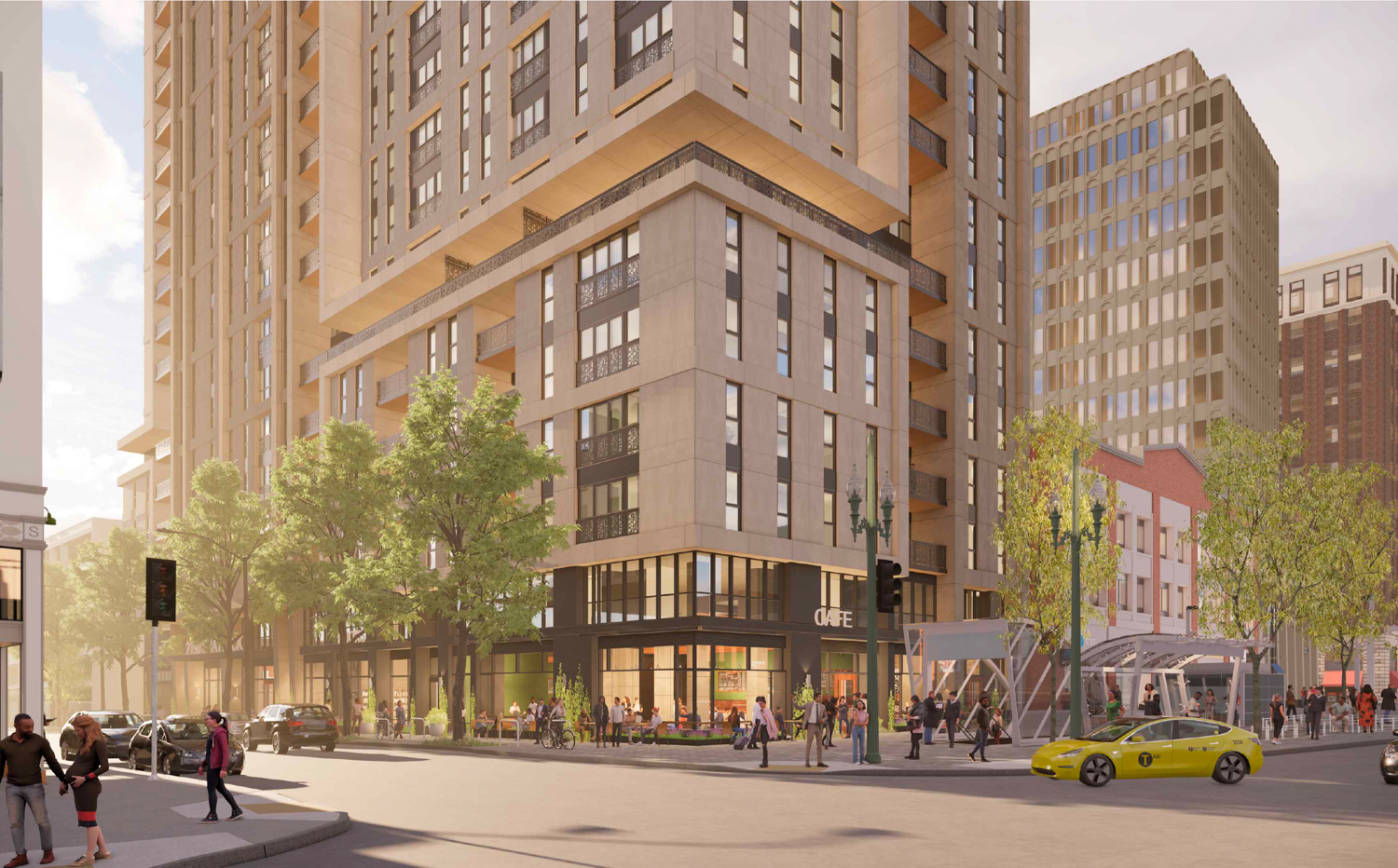 2190 Shattuck Avenue podium view, rendering by SDT Architects