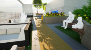 2190 Shattuck Avenue rooftop deck view, rendering by SDT Architects