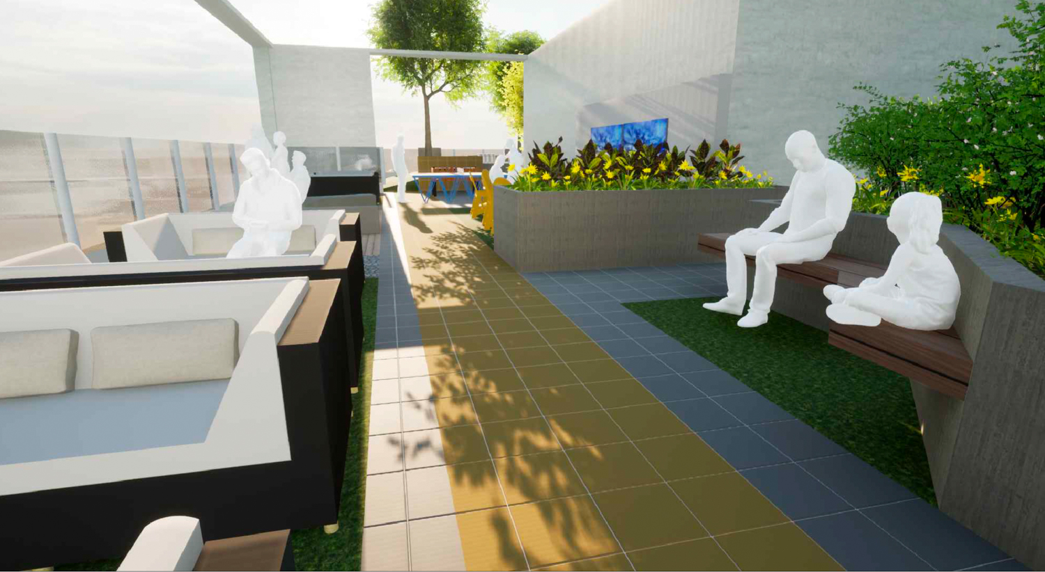 2190 Shattuck Avenue rooftop deck view, rendering by SDT Architects
