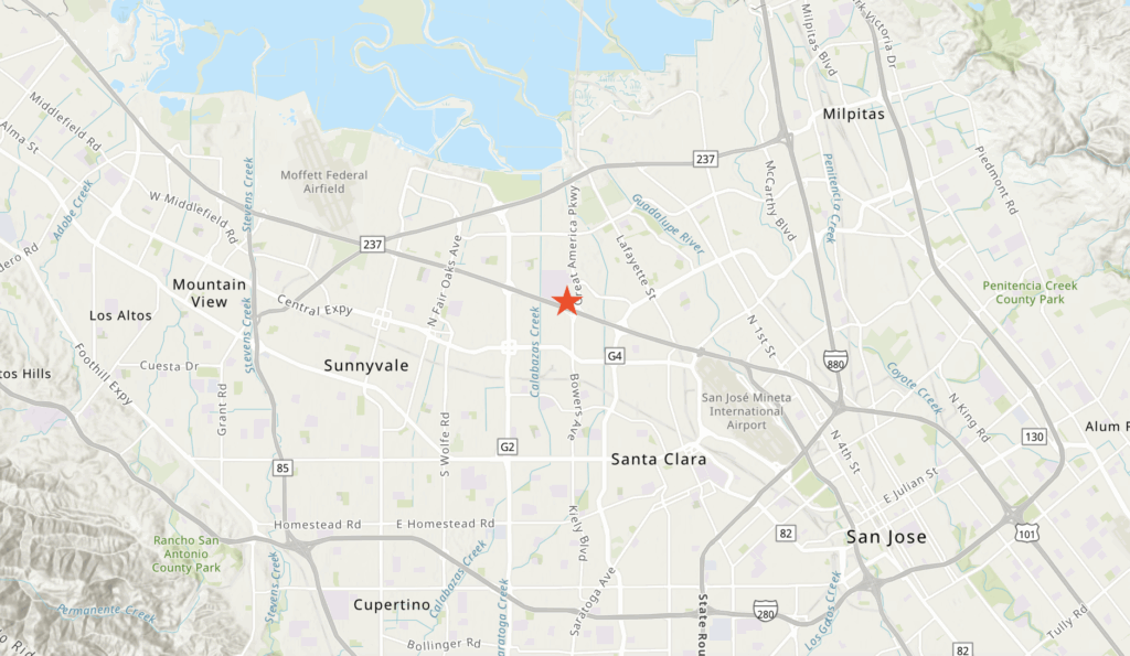 2831 Mission College Boulevard Site Location, image via ArcGIS Online