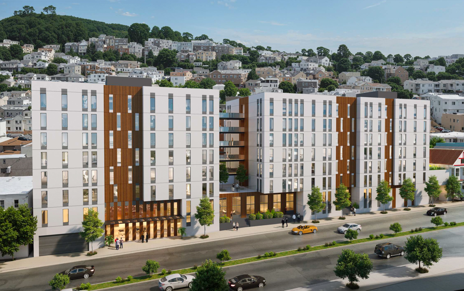 3350 Mission Street overlooking San Jose Avenue, rendering by Perry Architects