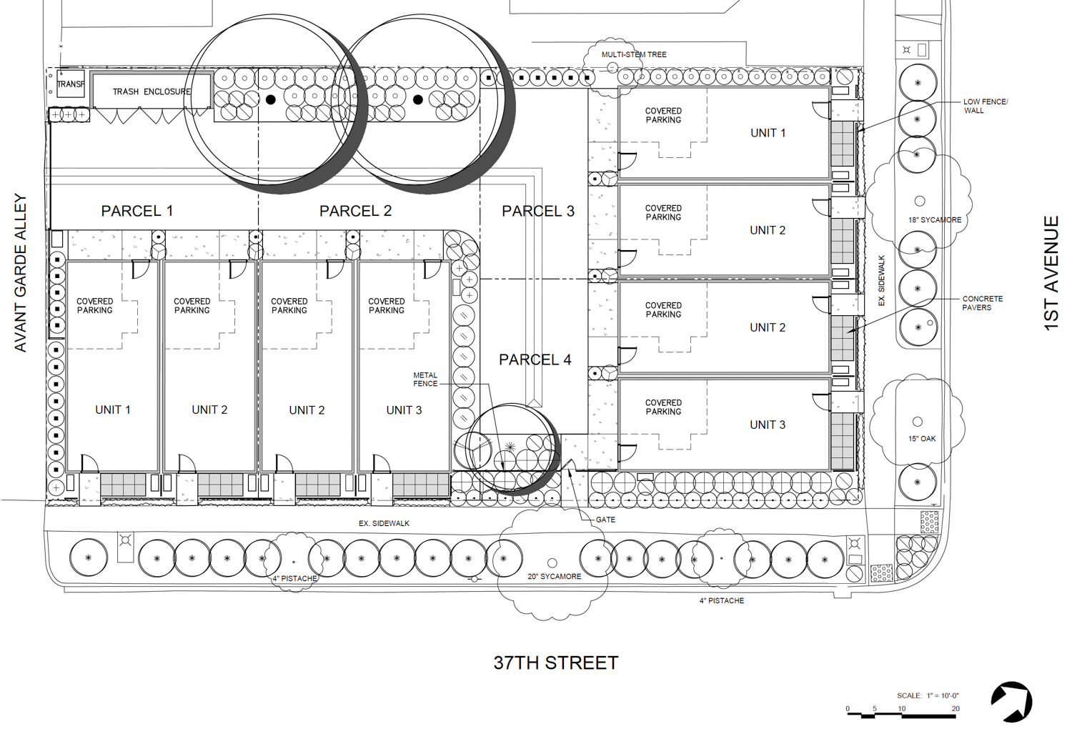 3654 1st Avenue site map, illustration by Tom Smith and Associates