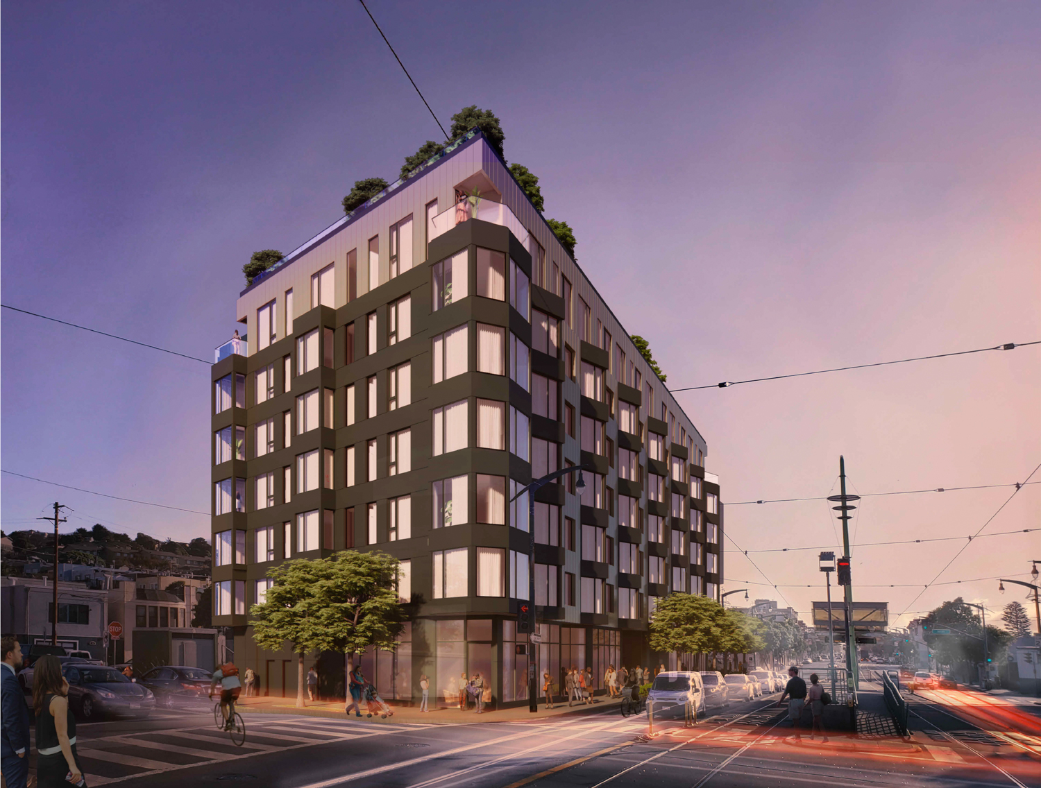 4101 3rd Street evening view, rendering by Steinberg Hart