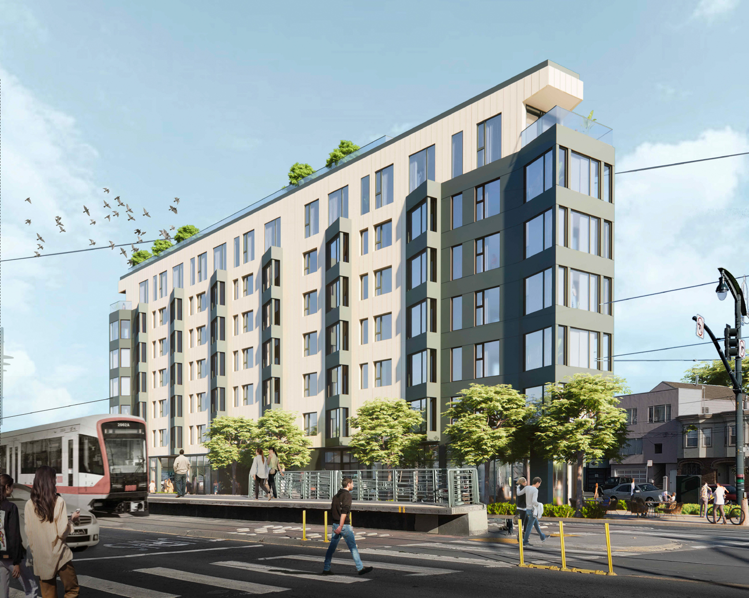 4101 3rd Street overlooking the light-rail track, rendering by Steinberg Hart