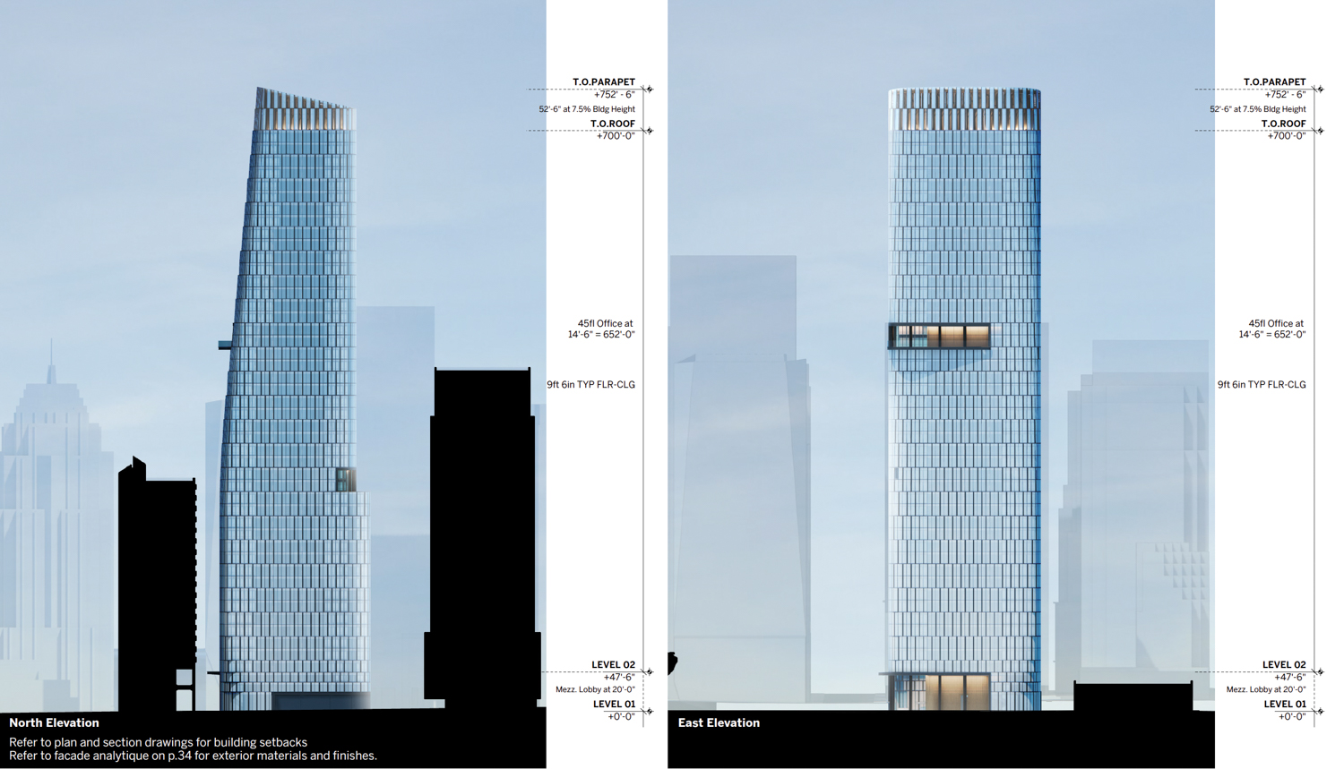 536 Mission Street office variant elevations, rendering by SOM