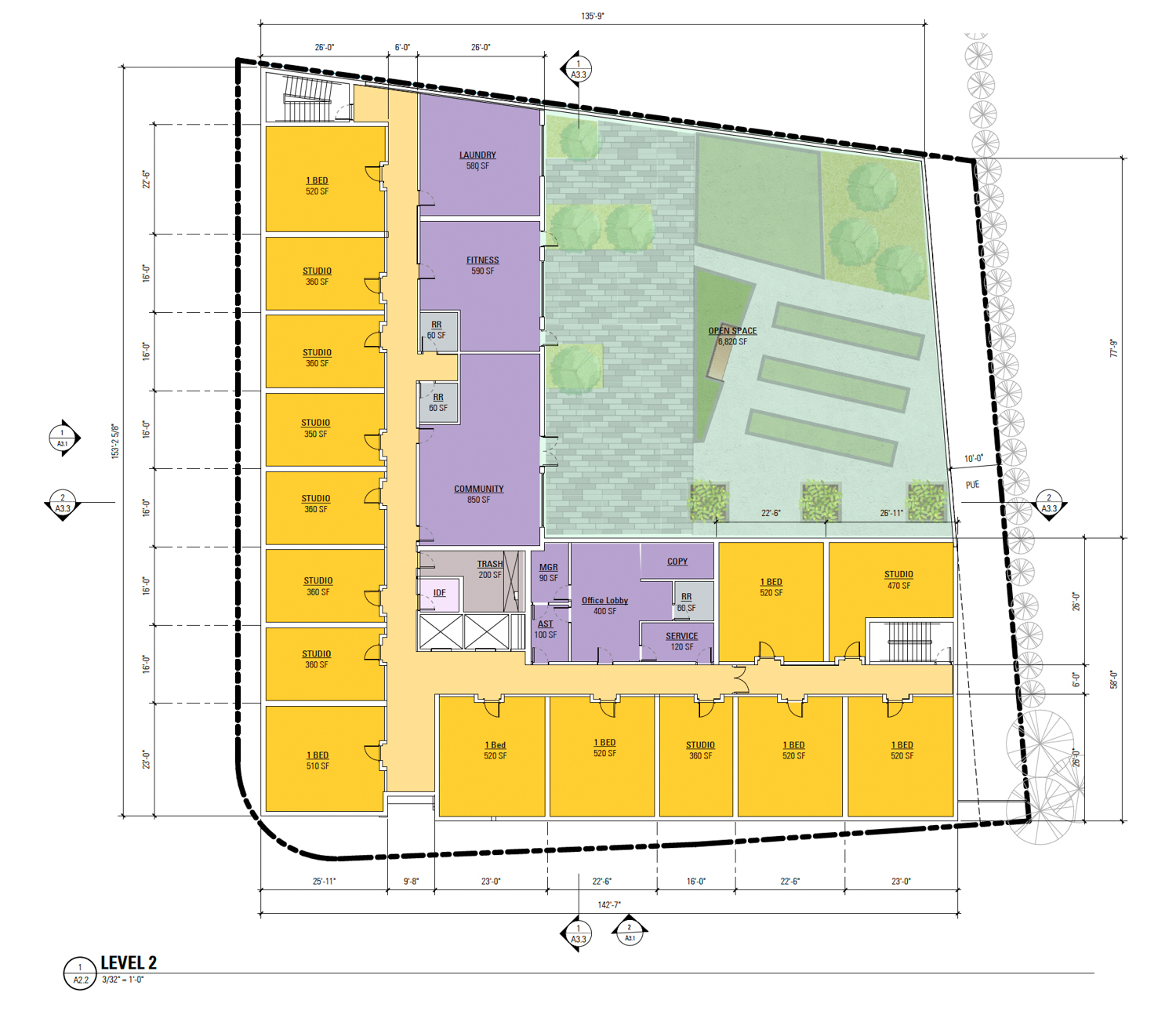 705 Veterans Boulevard second-level floor plan, illustration by BAR Architects & Interiors