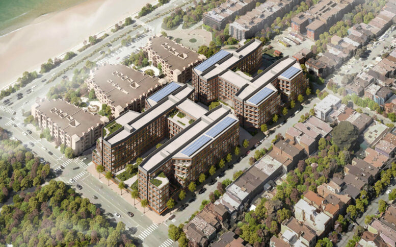 850 La Playa Street aerial view, rendering by Steinberg Hart