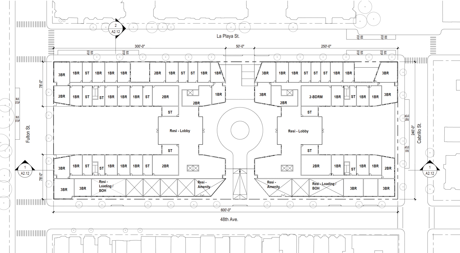 850 La Playa Street level three plan, illustration by Steinberg Hart