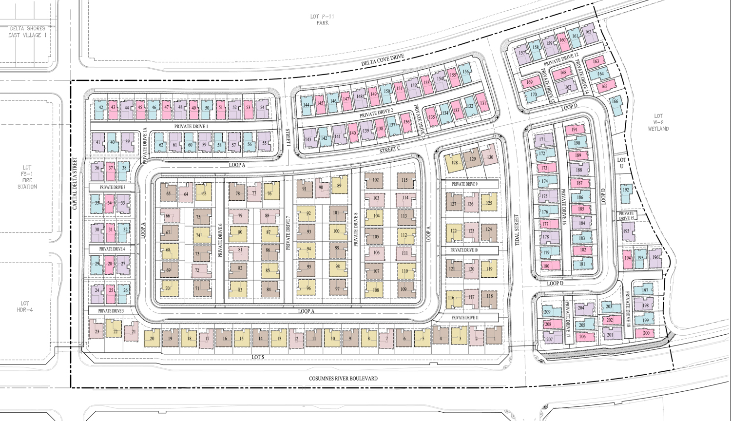 Delta Shores 10-12 site map, illustration by WHA