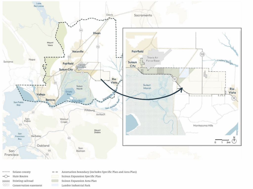Suisun City Expansion Placed within Solano County, image via California Forever