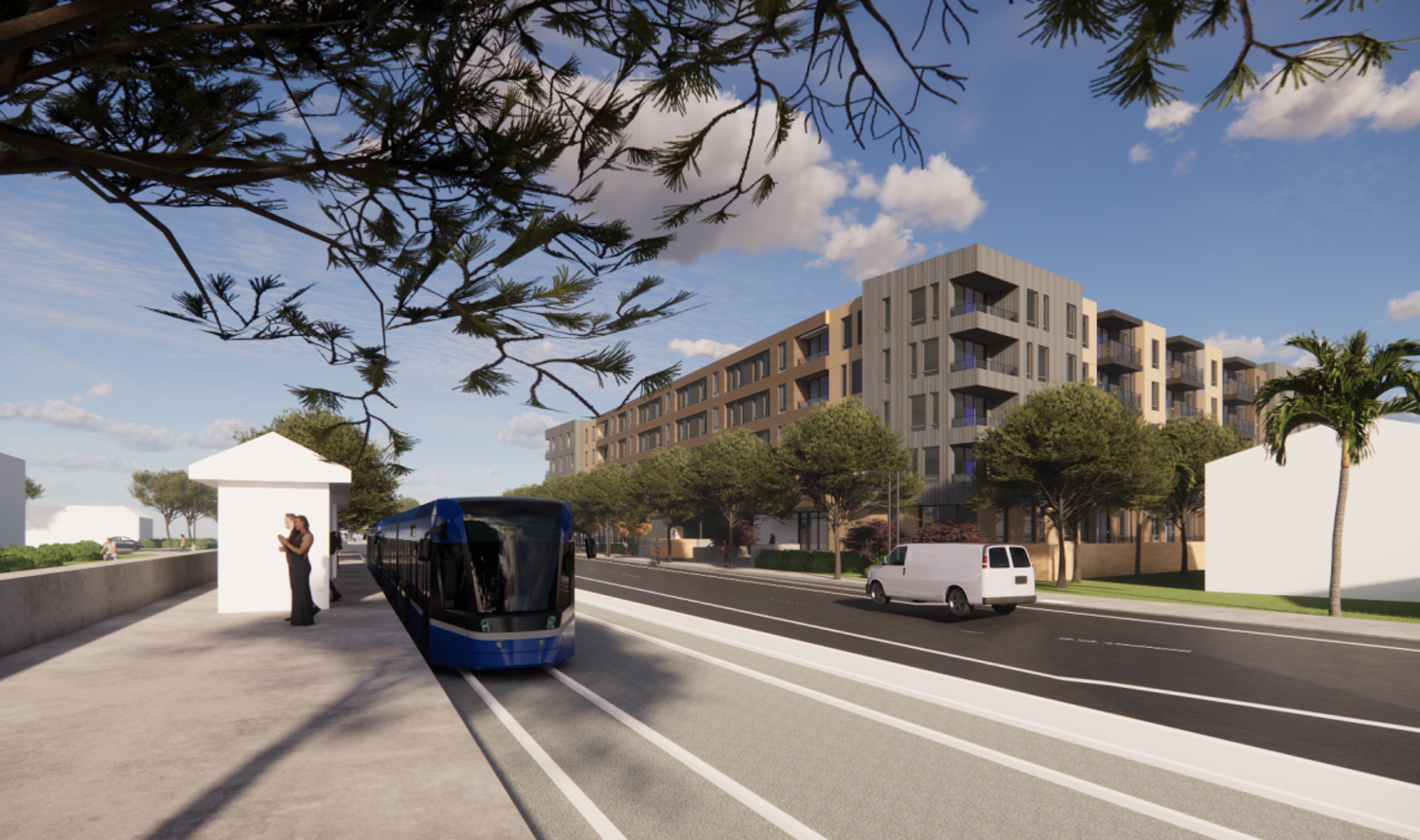 1207 North Capitol Avenue view from the light rail station, rendering by Form4 Architecture