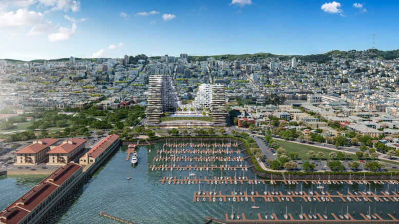 15 Marina Boulevard aerial view, rendering by Arquitectonica
