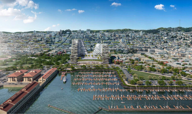 15 Marina Boulevard aerial view, rendering by Arquitectonica