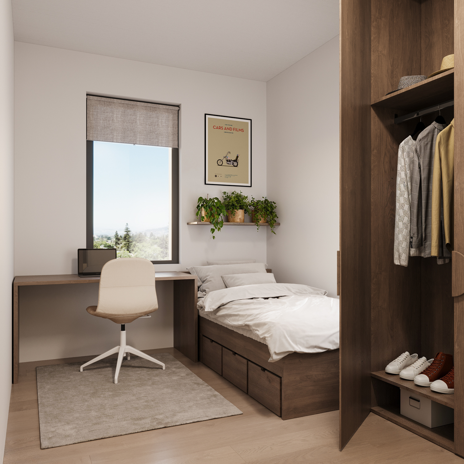 2800 Telegraph Avenue bedroom interior, rendering by Via Design Build