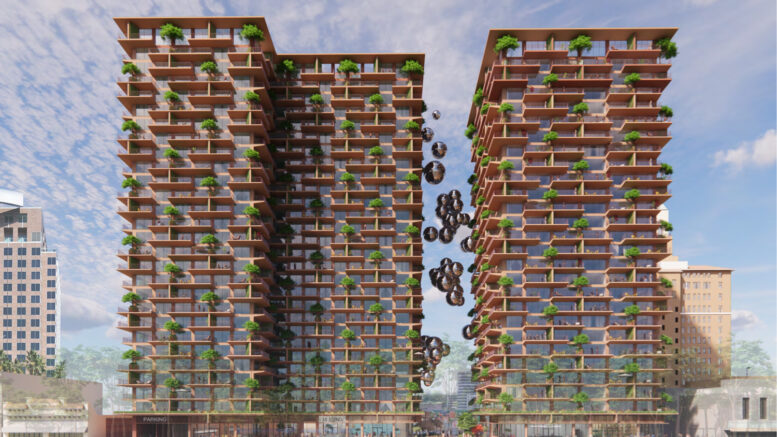 35 South Second Street establishing view, rendering by Bjarke Ingels Group