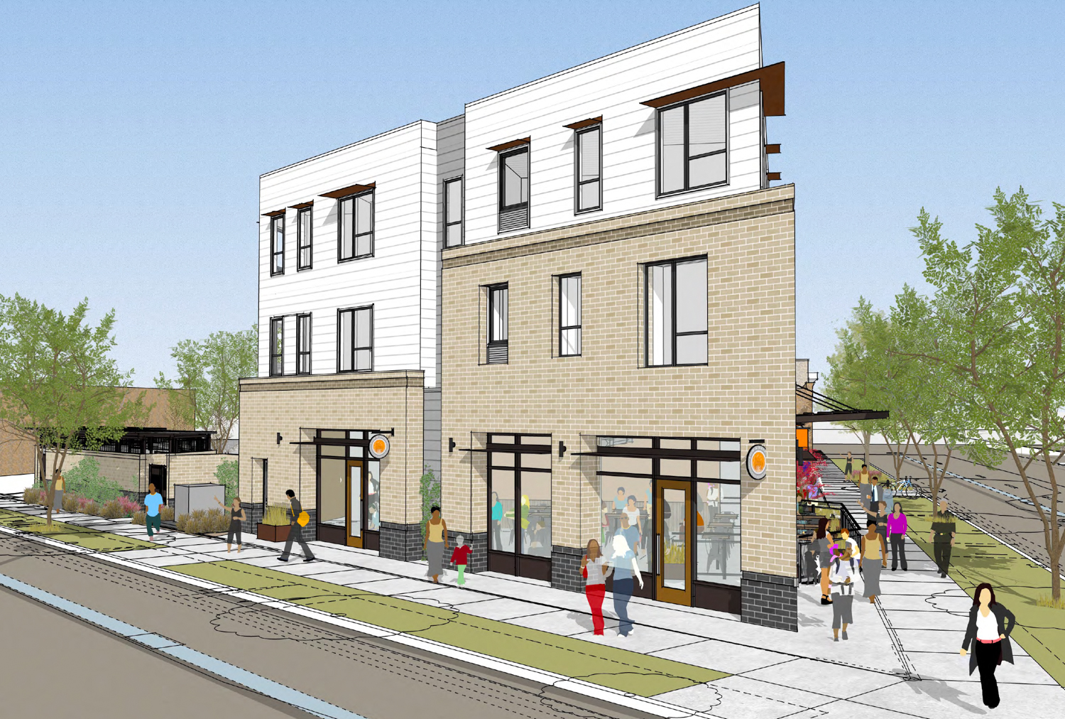 3500 Broadway corner view, rendering by Vrilakas Groen Architects