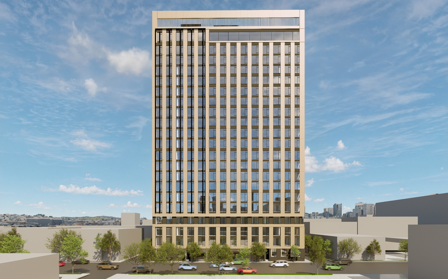 360 5th Street elevation, rendering by Handel Architects