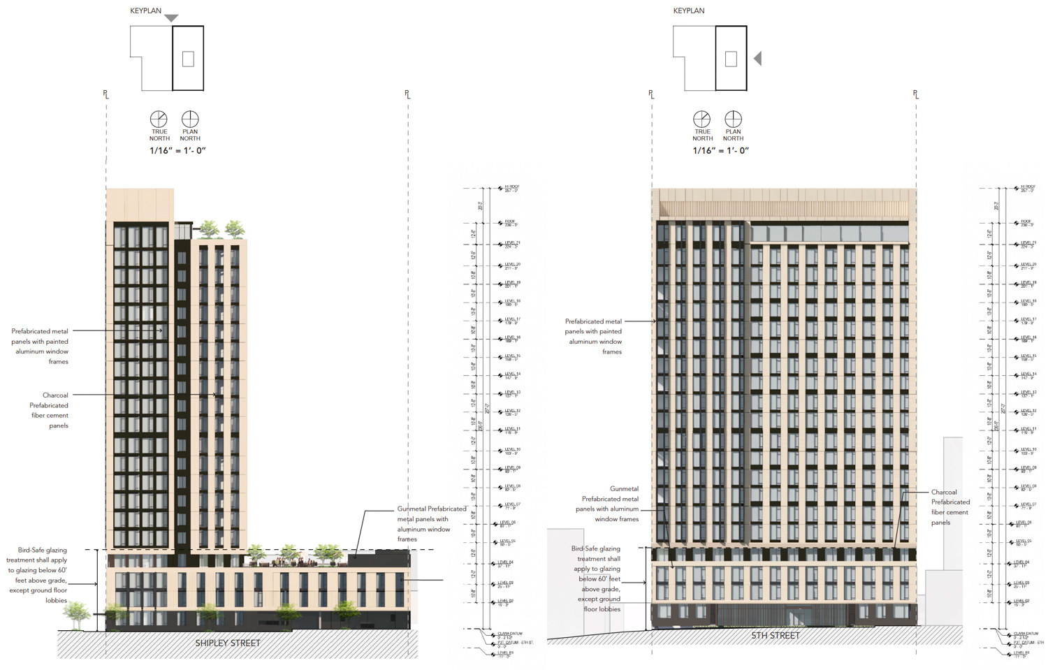 360 5th Street facade elevations, illustration by Handel Architects
