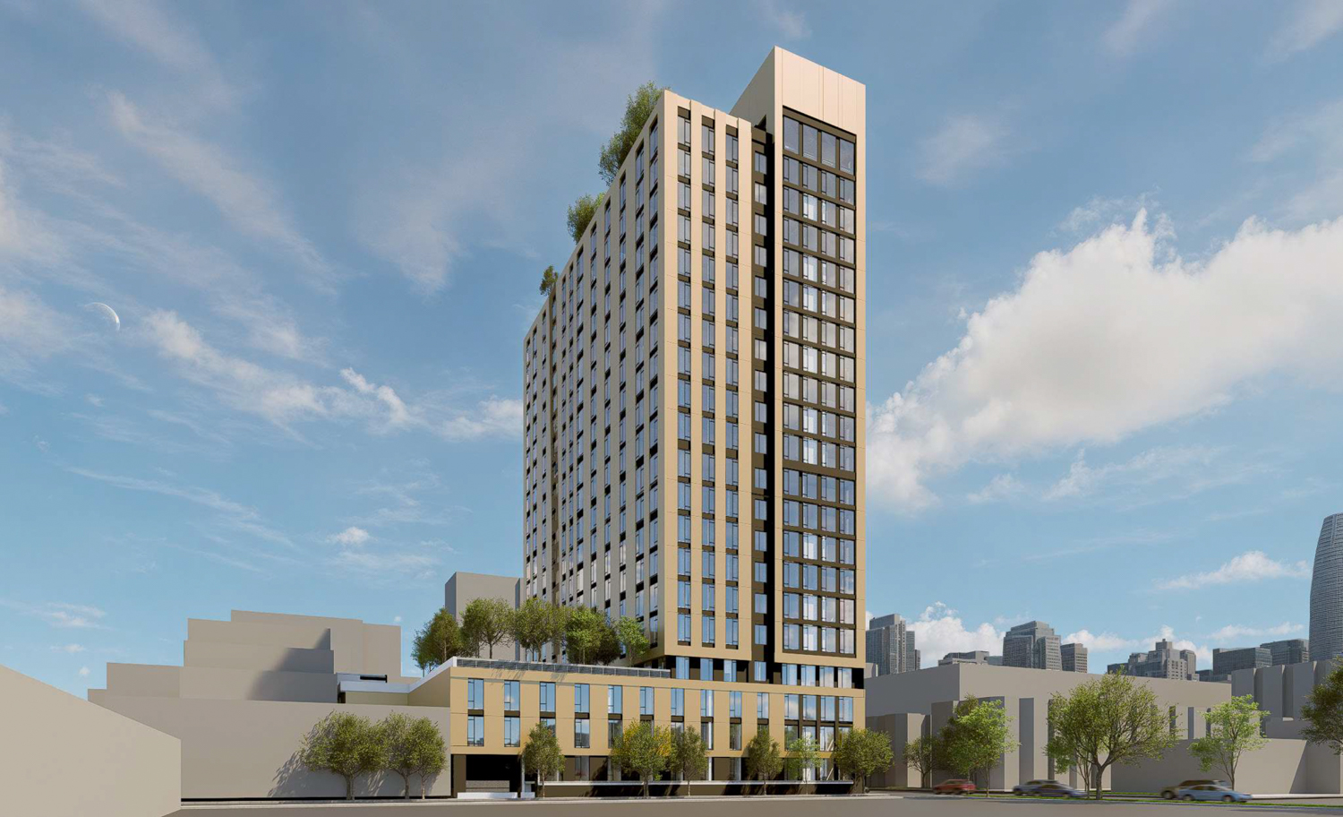 360 5th Street pedestrian view, rendering by Handel Architects