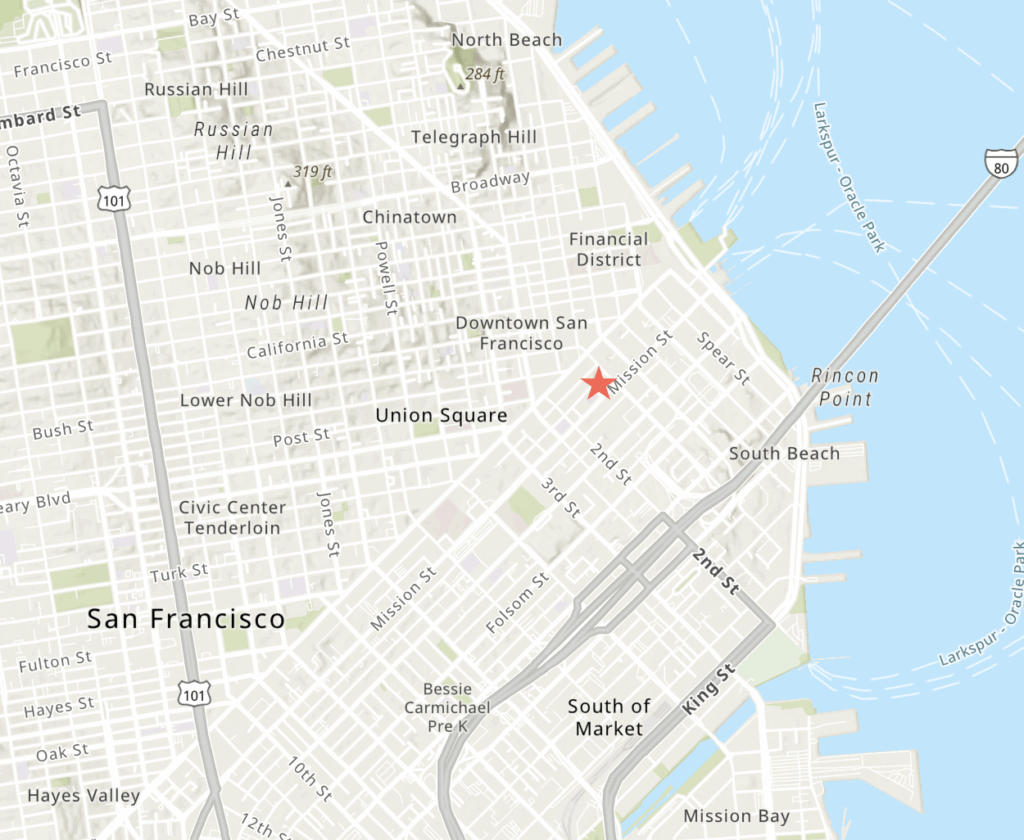 50 1st Street Site Location, image via ArcGIS Online