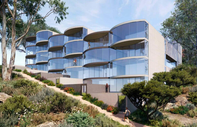 645 48th Avenue western facade of the lower structure, rendering by Stanley Saitowitz Natoma Architects