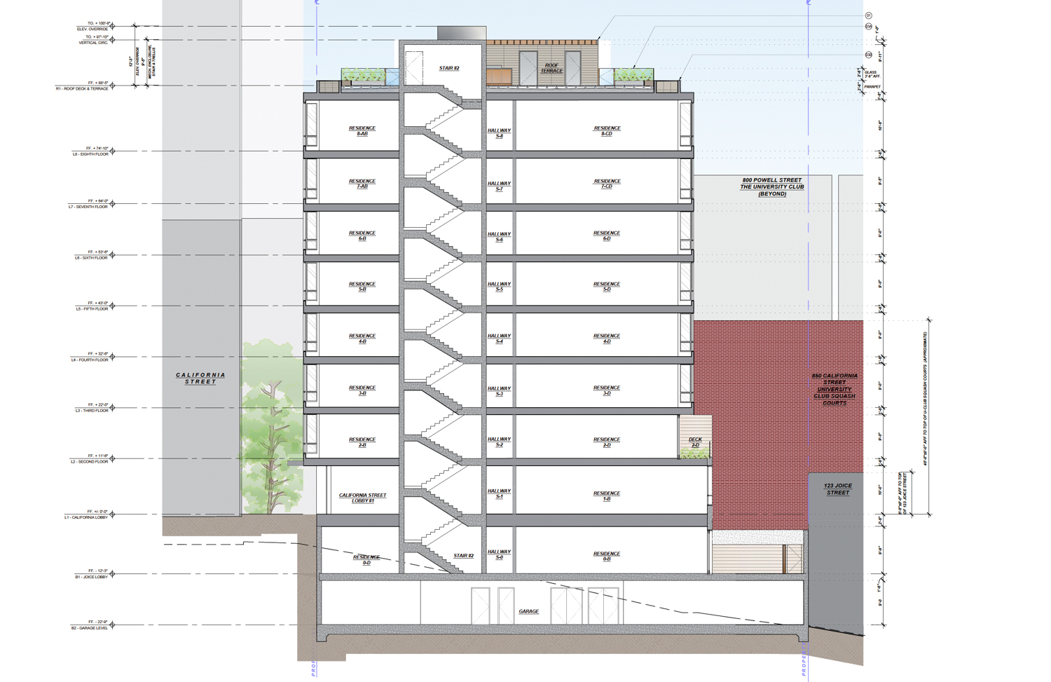 842 California Street vertical cross-section, illustration by Cass Calder Smith
