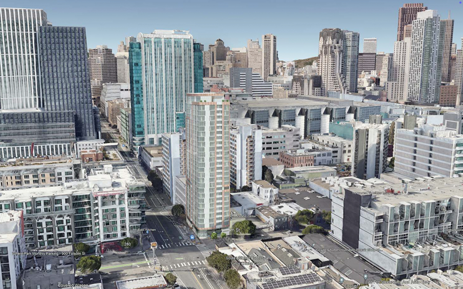 896 Folsom Street aerial overview, rendering by FORMA
