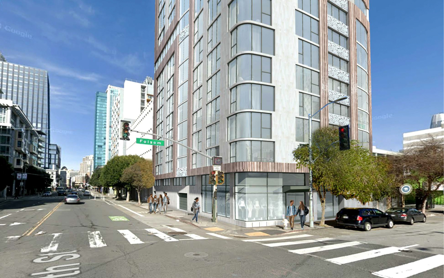 896 Folsom Street podium view, rendering by FORMA