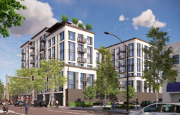 900 A Street rear view from 3rd Street, rendering by SDT Architects