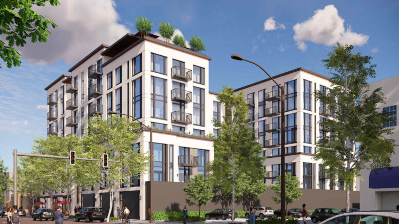 900 A Street rear view from 3rd Street, rendering by SDT Architects