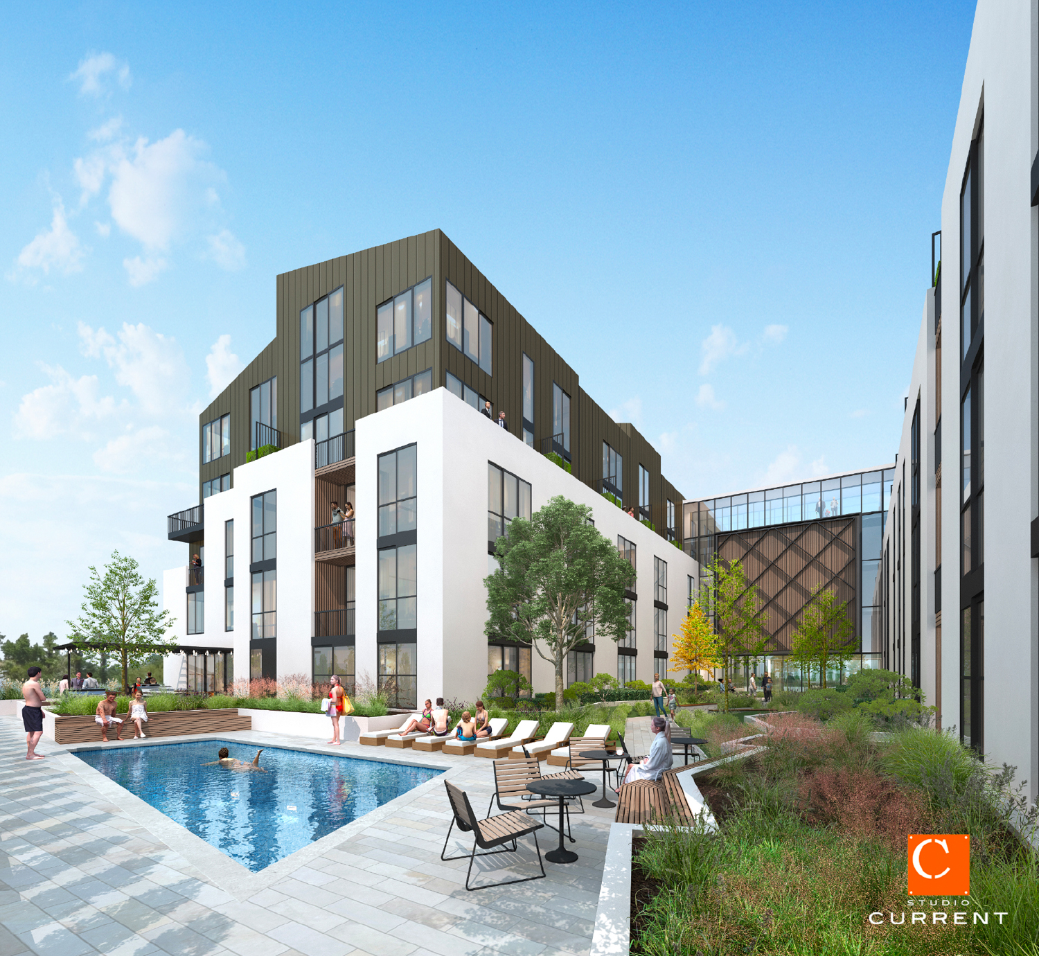 940 Willow Street courtyard view, rendering by Studio Current