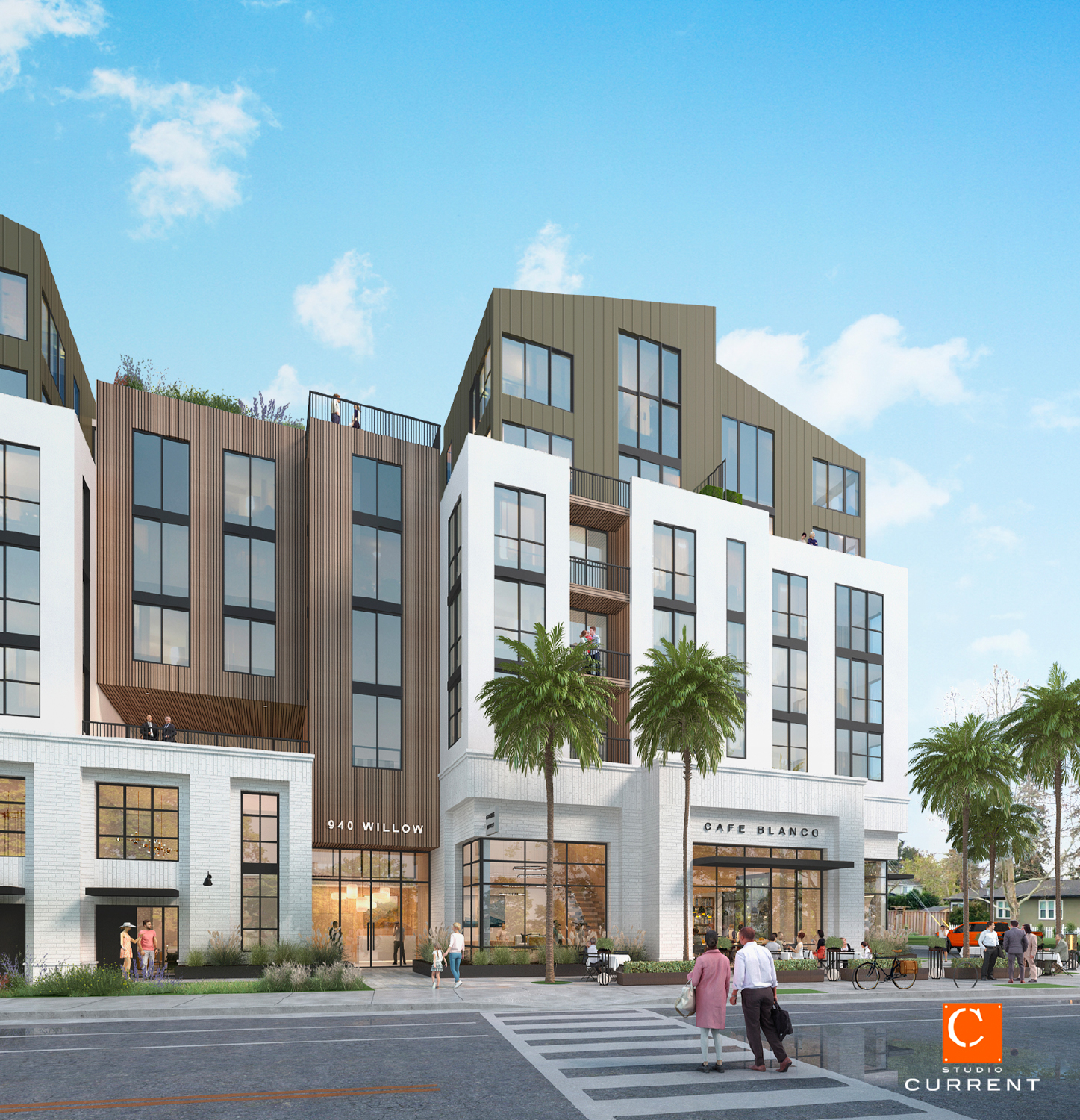 940 Willow Street sidewalk view, rendering by Studio Current