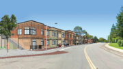 Mary Avenue Affordable Housing project Building 1 pedestrian view, illustration by KO Architects