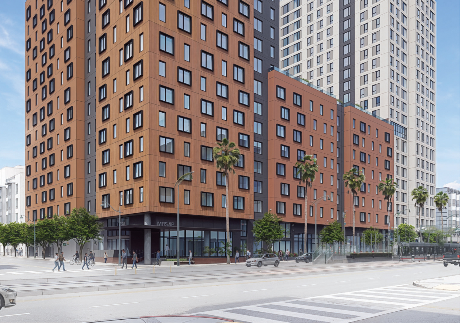 Mission Bay Block 4 East Phase One podium, rendering by Perry Architects and Y.A. Studio